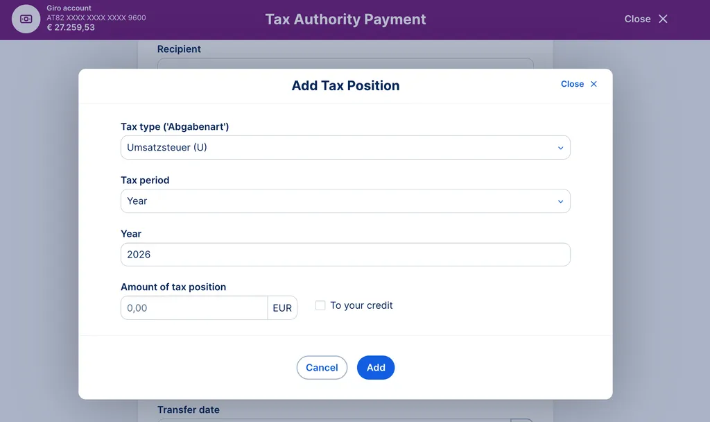 Add Tax Position