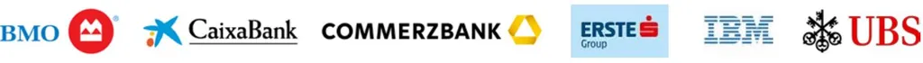 Logos Erste Group, Bank of Montreal, CaixaBank, Commerzbank, IBM und UBS