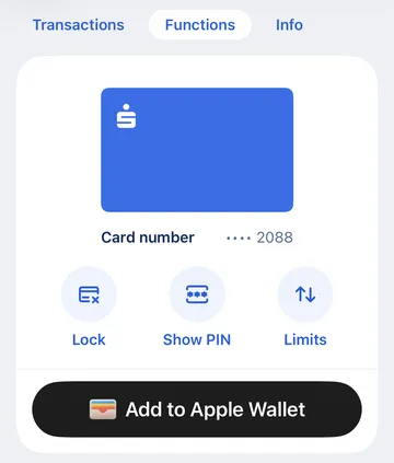 George app - card with option to show PIN