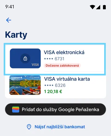 odblokovanie karty