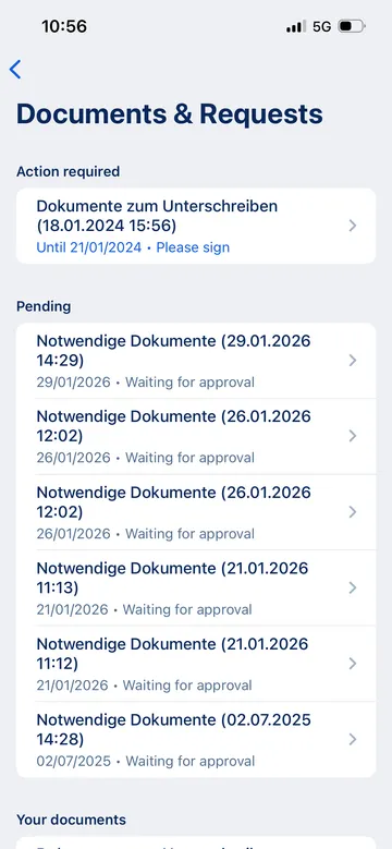 George app Documents and requests 