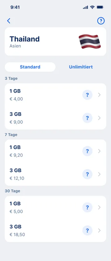 Tarif auswählen (Datenmenge)