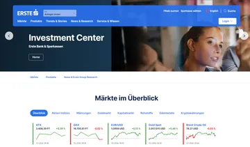 Ausschnitt der Investment Center Seite