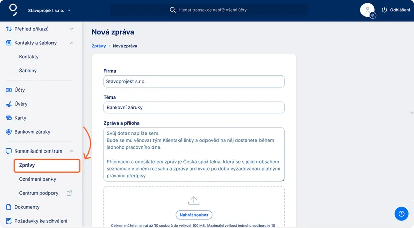 Komunikace s bankou ohledně bankovních záruk