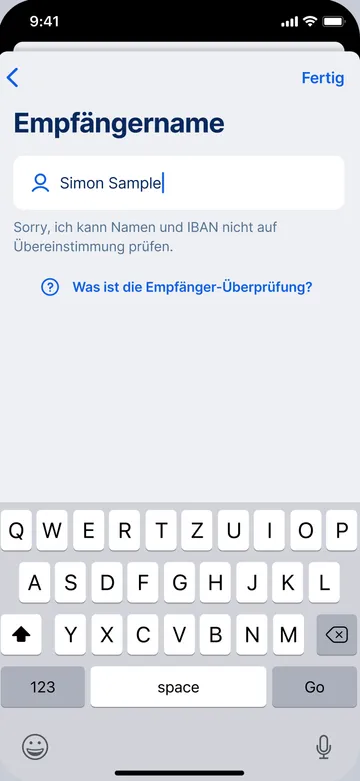 Verification of Payee / Empfängerüberprüfung - Fehler