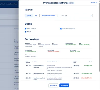 Print of account history