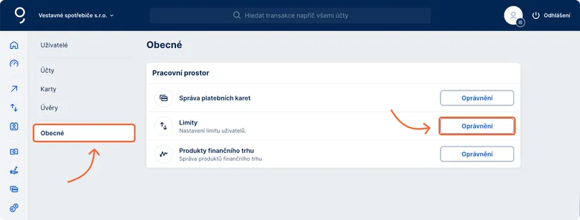 Nastavení limitů