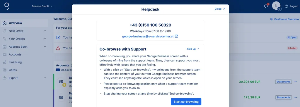 Co-Browsing with your support