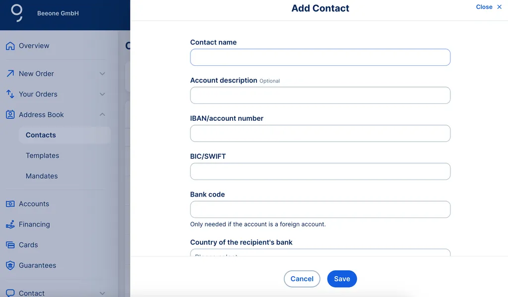Add new contact - George Business