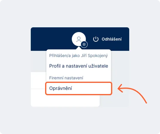 Vstup do sekce s oprávněními