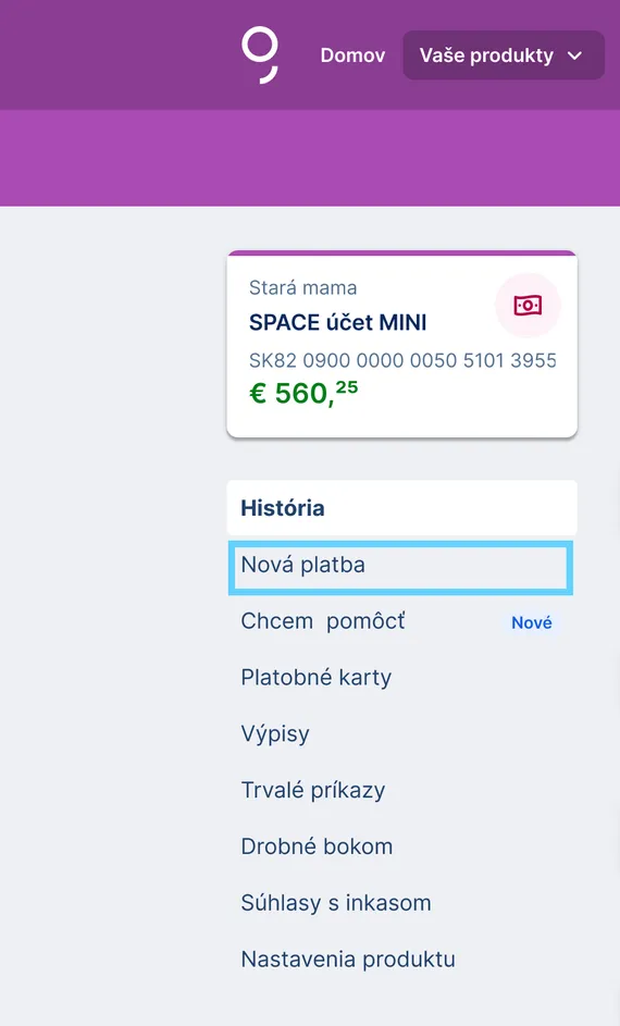nová platba