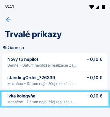 Výber trvalého príkazu