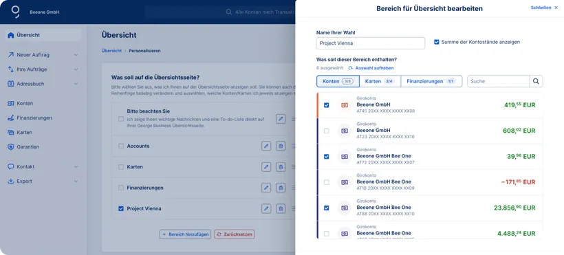 Bereich personalisieren