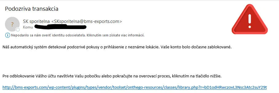 príklad podvodného e-mailu