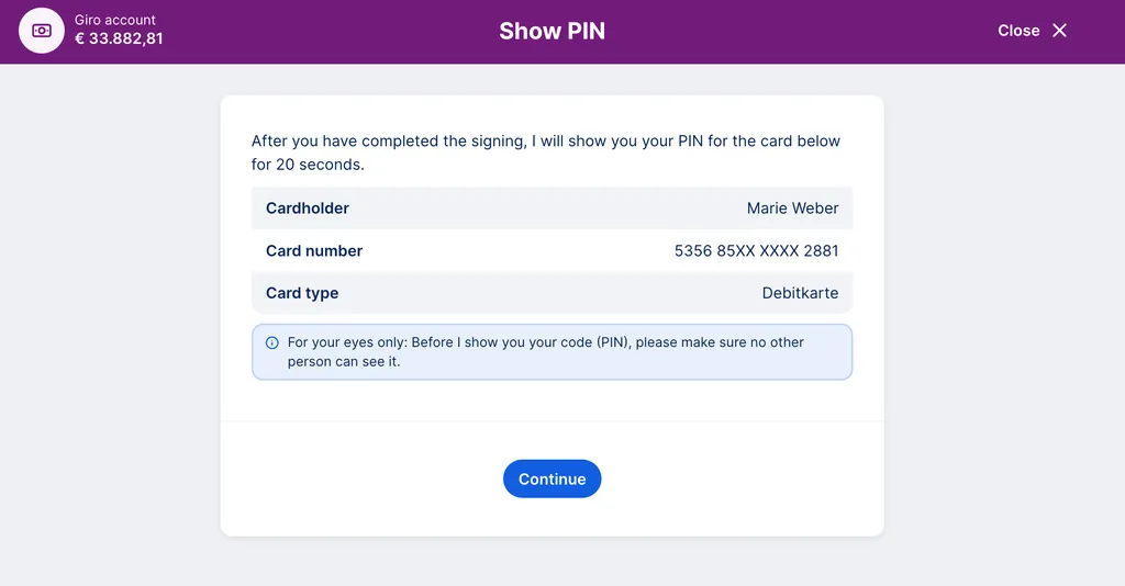 Signing to see PIN