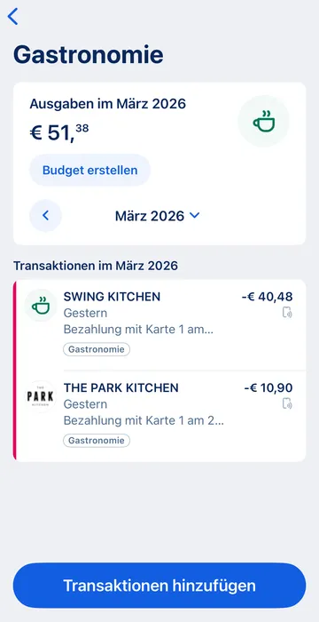 George app: Transaktionen hinzufügen