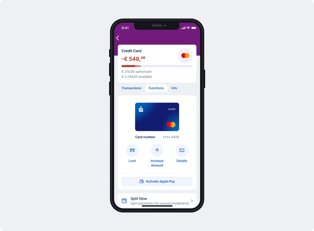 Credit card - Functions - George app