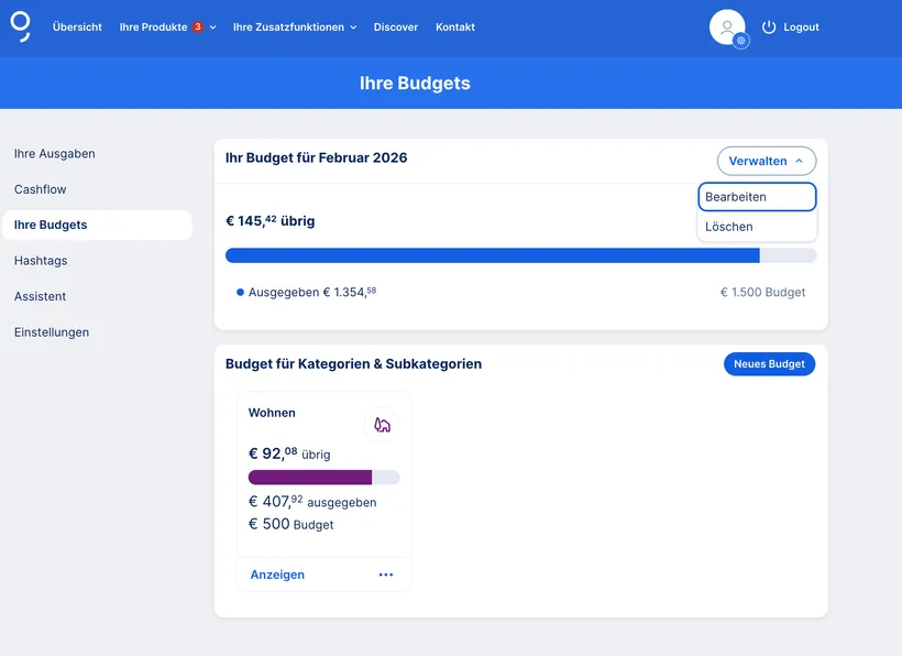 George Web: Budget bearbeiten