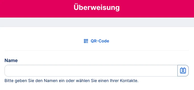 Neue Überweisung Namenfeld George Web
