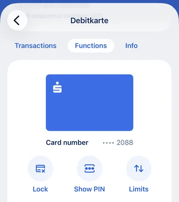 App - Debit card functions