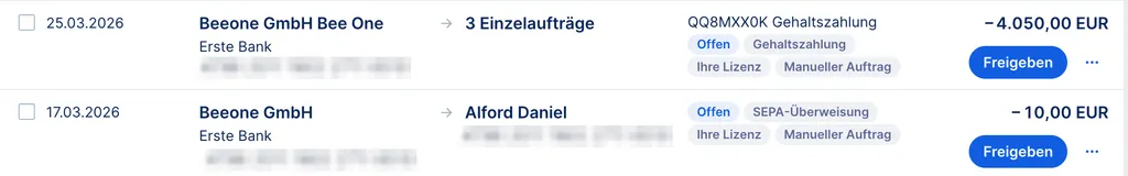 Labels in der Unterschriftenmappe