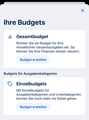 George App: Ihre Budgets - noch keine erstellt