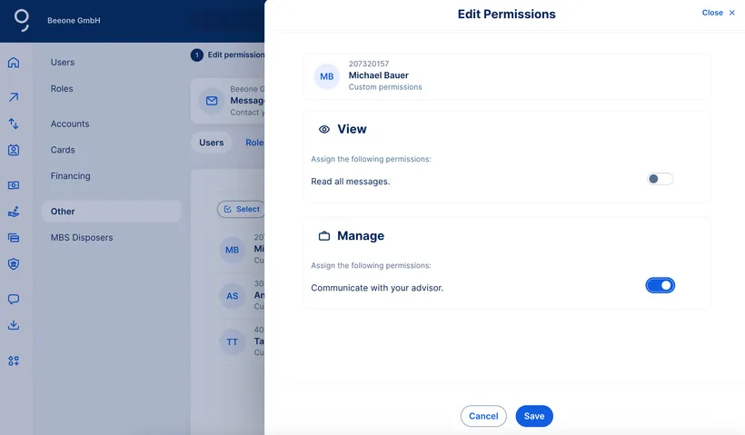User options for business messages