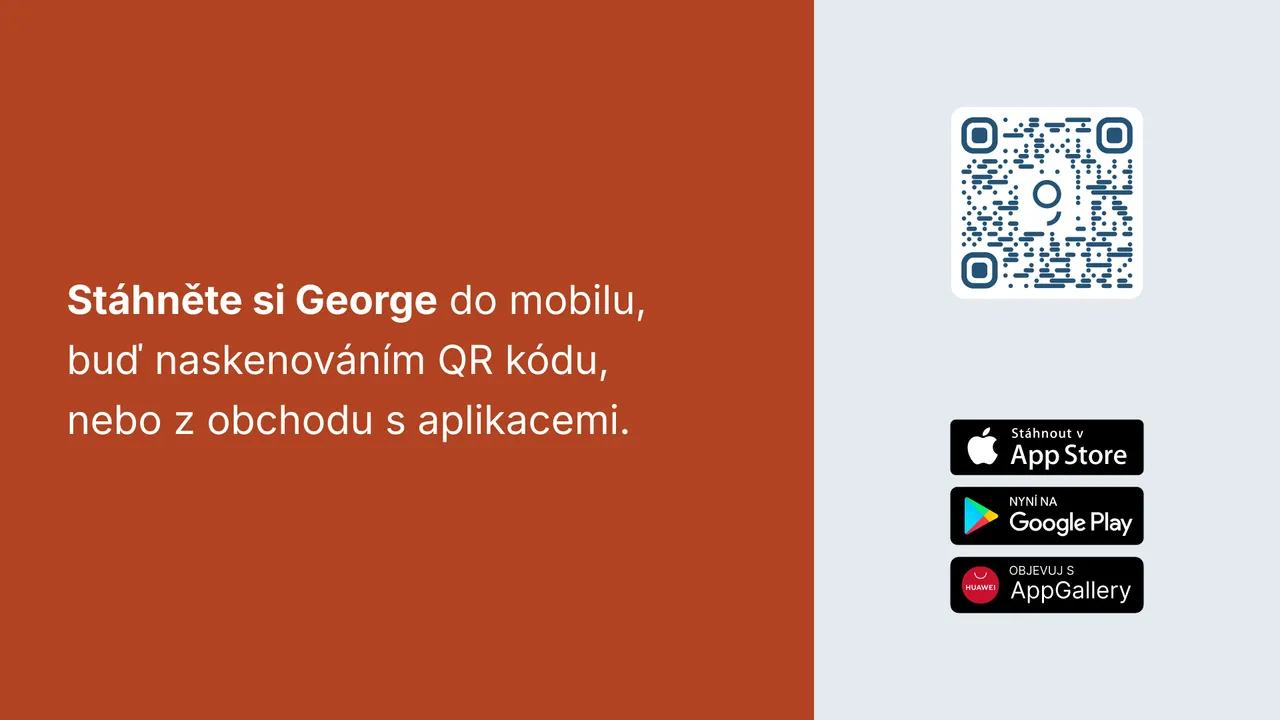 Stáhněte si George do mobilu, buď naskenováním QR kódu nebo z obchodu s aplikacemi. 