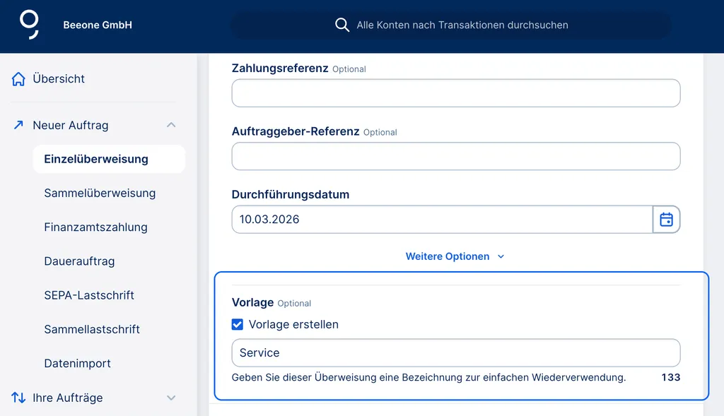 Vorlage erstellen