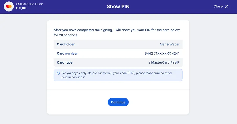 Sign to see PIN