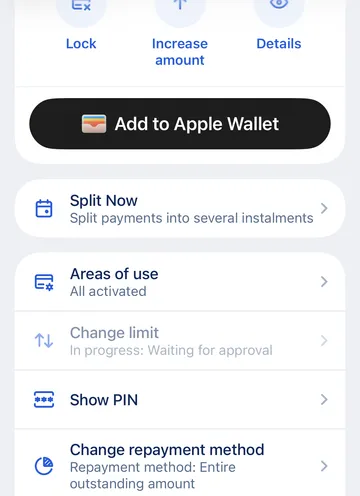 George app - card with option to show PIN