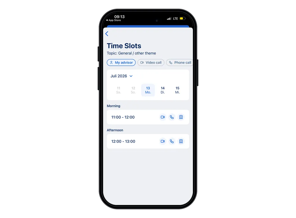 Selecting appointment time slot